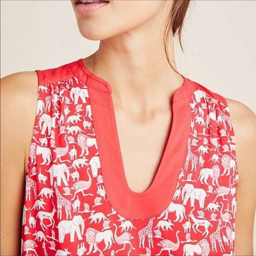 Maeve Safari Sleeveless Red Top